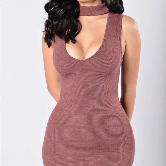 Fashion Nova | Pink Choker Neck Ribbed Dress - Picture 5 of 6